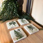 Load image into Gallery viewer, Green Fern Coasters, Set of 4