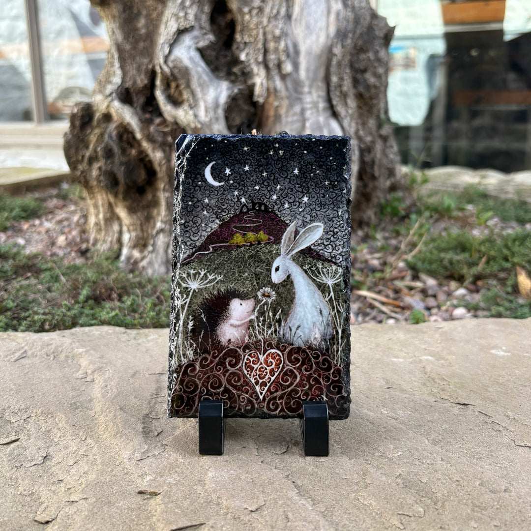 Hedgehog and Hare Hanging Slate